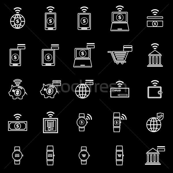 Fintech line icons on black background Stock photo © punsayaporn