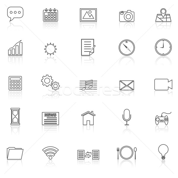 Application line icons with reflect on white Stock photo © punsayaporn