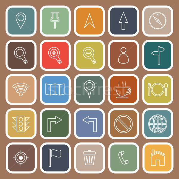 Map line flat icons on brown background Stock photo © punsayaporn