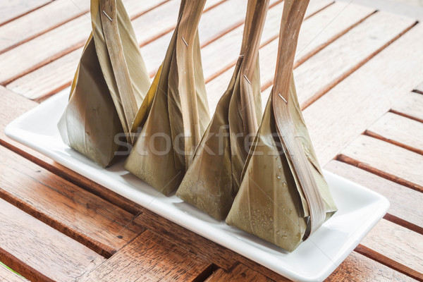 Steamed flour dessert with coconut filling Stock photo © punsayaporn