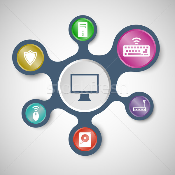 Stock photo: Computer infographic templates with connected metaballs