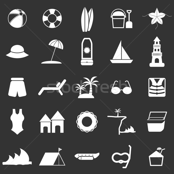 Beach icons on black background Stock photo © punsayaporn