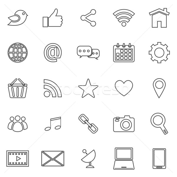 Social media line icons on white background Stock photo © punsayaporn