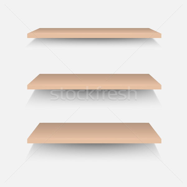 Brown shelves on white wall Stock photo © punsayaporn