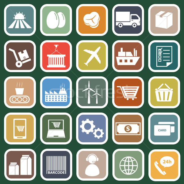 Supply chain flat icons on green background Stock photo © punsayaporn