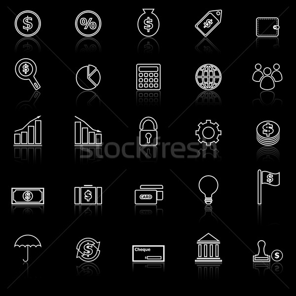 Foto stock: Financiar · linha · ícones · preto · estoque · vetor