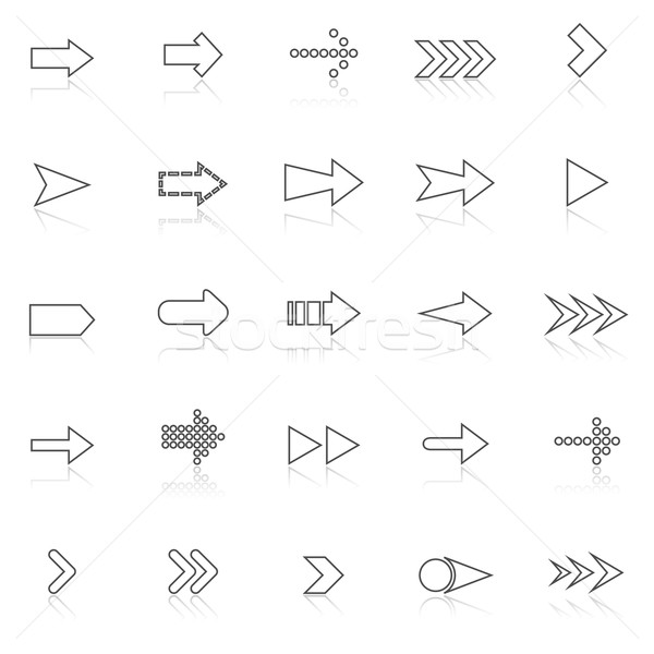 Arrow line icons with reflect on white Stock photo © punsayaporn