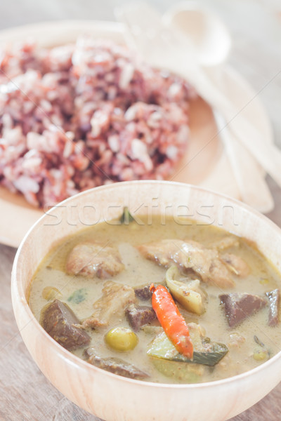 Multi grains berry rice with green curry Stock photo © punsayaporn