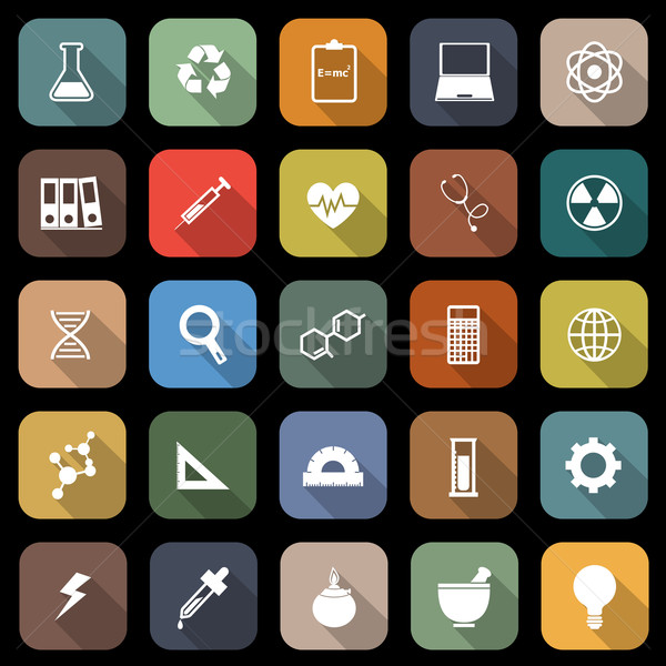 Science flat icons with long shadow Stock photo © punsayaporn