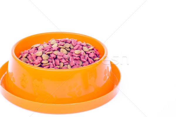 Kuru kedi gıda turuncu çanak yalıtılmış Stok fotoğraf © punsayaporn