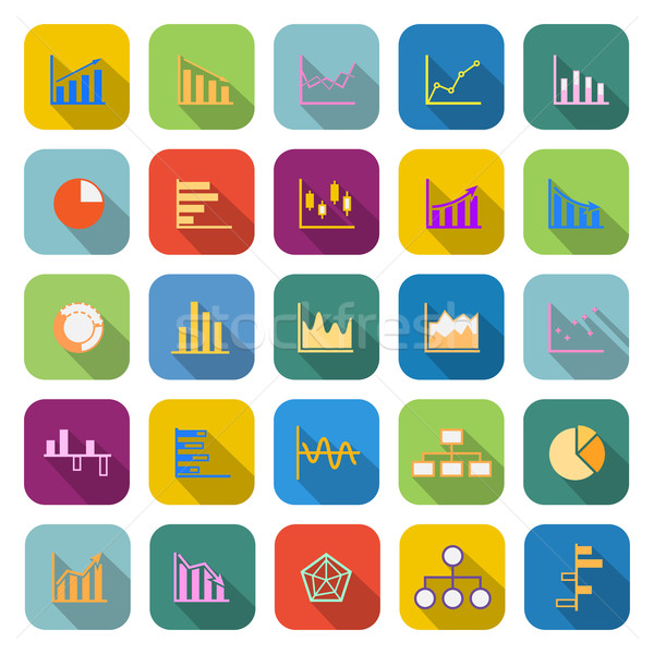 Stock photo: Graph color icons with long shadow