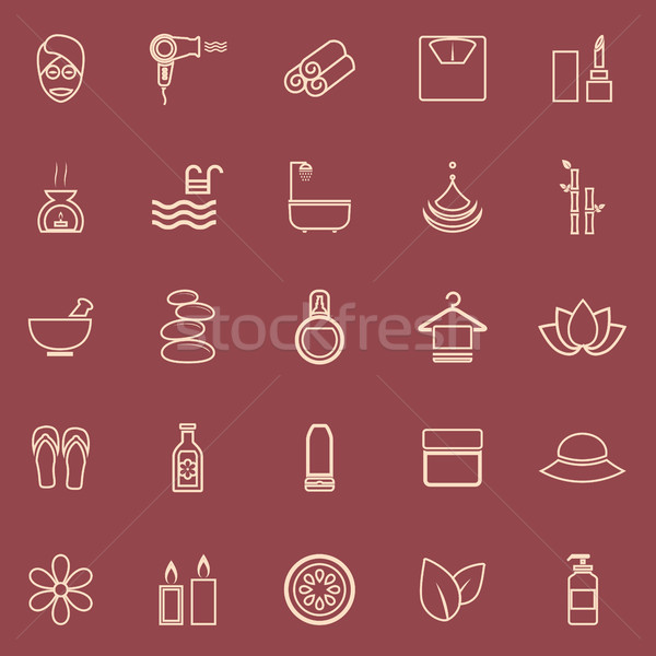 Beauty line color icons on red background Stock photo © punsayaporn