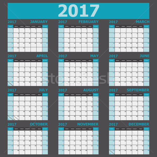 Kalender Woche 12 Monate Set hat Stock foto © punsayaporn