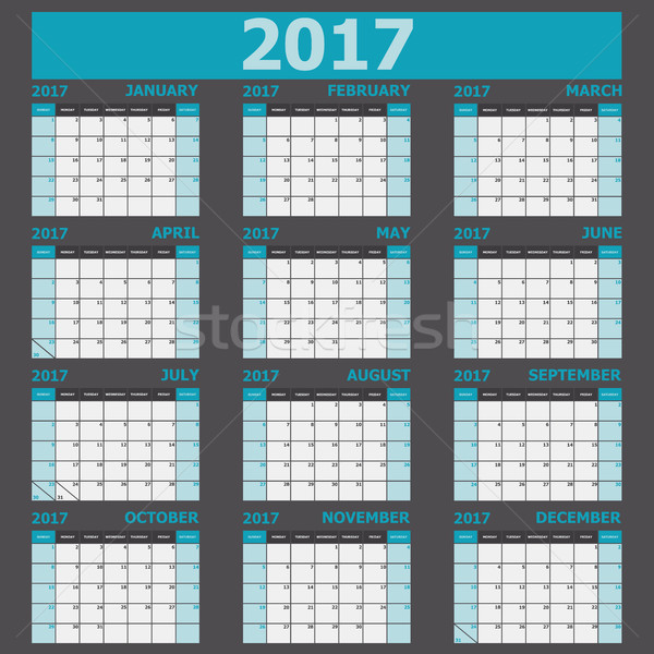 Foto stock: Calendário · semana · 12 · meses · conjunto · estoque