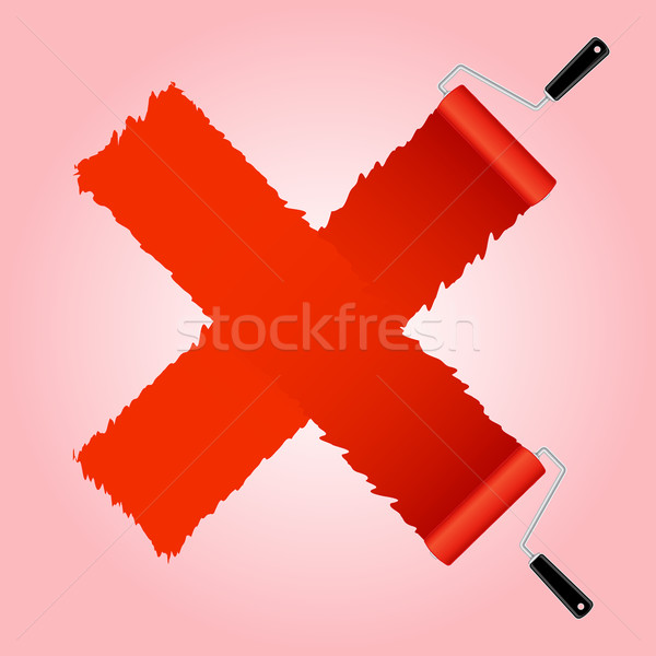 Red cross symbol from paint roller brush Stock photo © punsayaporn