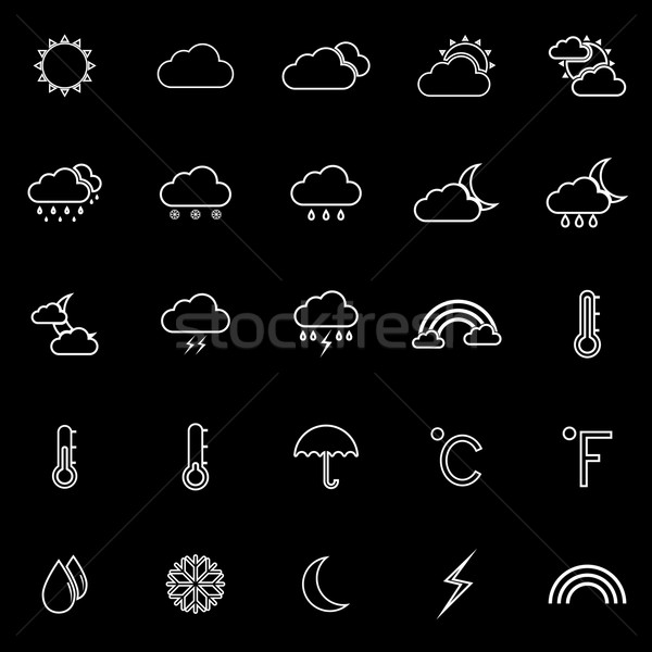 Weather line icons on black background Stock photo © punsayaporn
