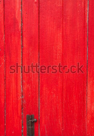 Kézzel készített piros festett öreg fából készült ajtó Stock fotó © punsayaporn