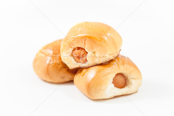 Closeup sausage roll isolated on white background Stock photo © punsayaporn