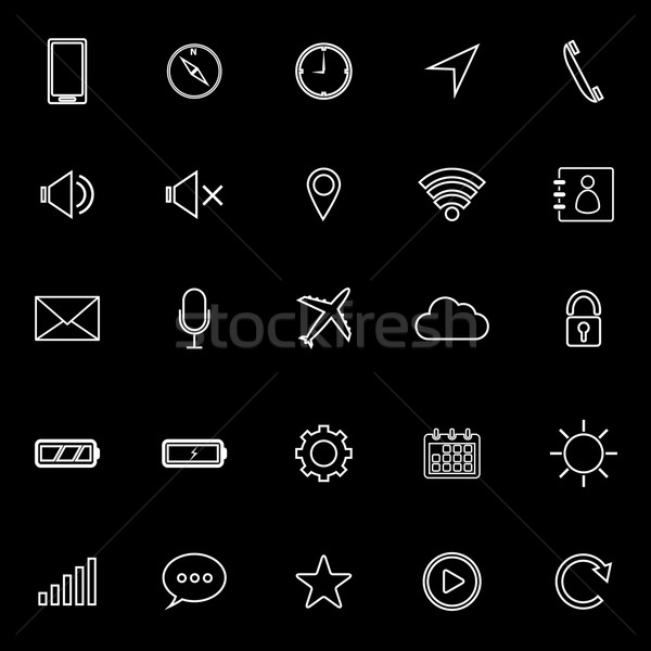 Mobiele telefoon lijn iconen witte zwarte voorraad Stockfoto © punsayaporn