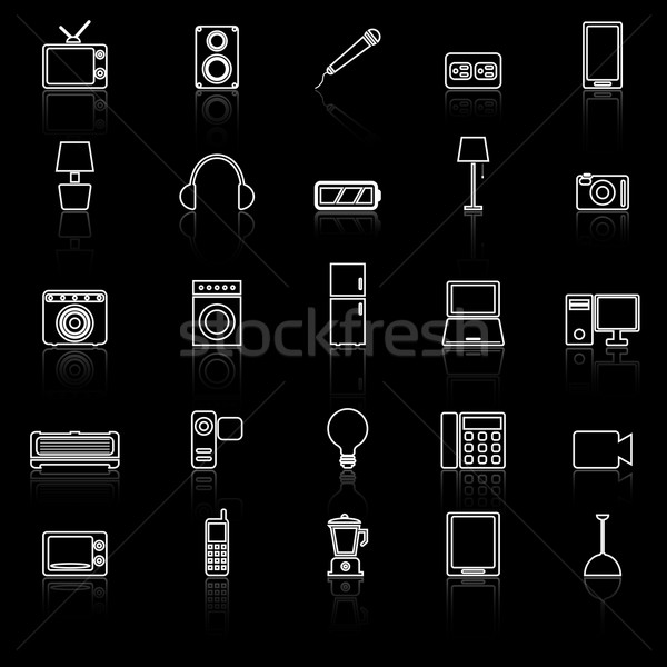 Electrical machine line icons with reflect Stock photo © punsayaporn