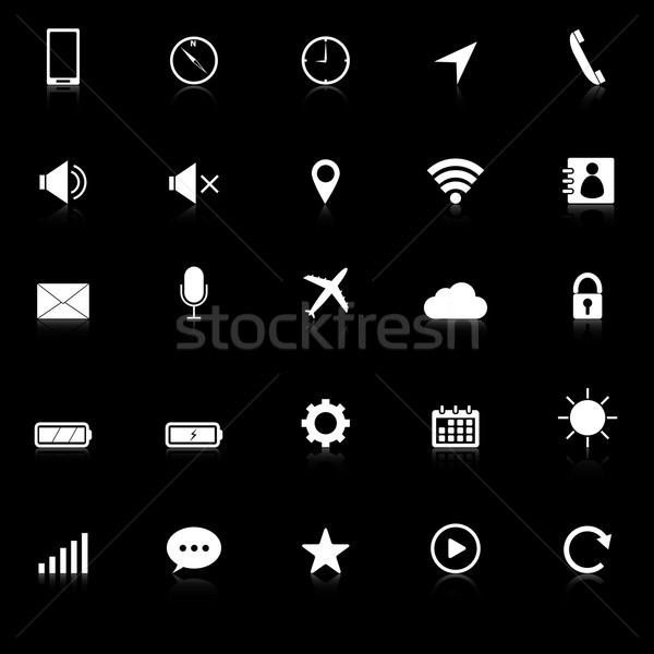 Mobile phone icons with reflect on black background Stock photo © punsayaporn
