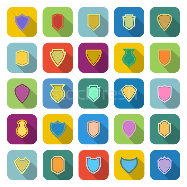 Shield color icons with long shadow Stock photo © punsayaporn