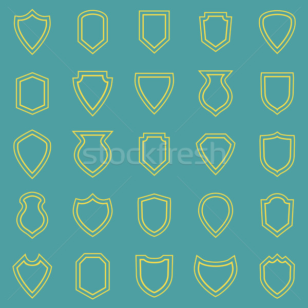 Shield line icons on blue background Stock photo © punsayaporn