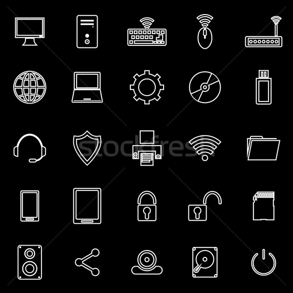 Computer line icons on black background Stock photo © punsayaporn