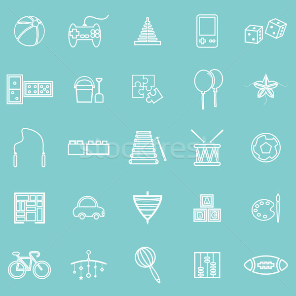 Toy line icons on green background Stock photo © punsayaporn