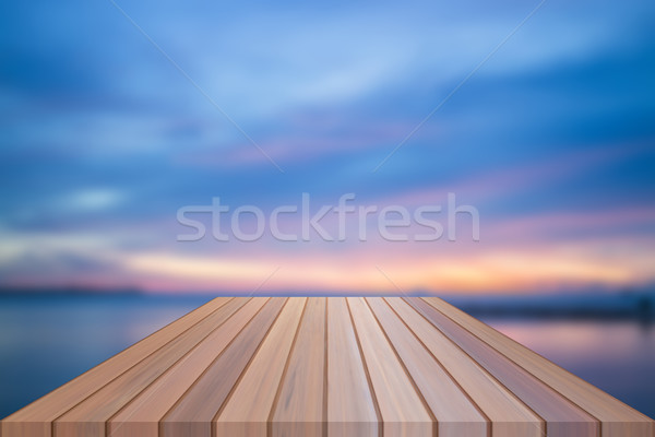 Empty table top of wooden table with sunset background Stock photo © punsayaporn