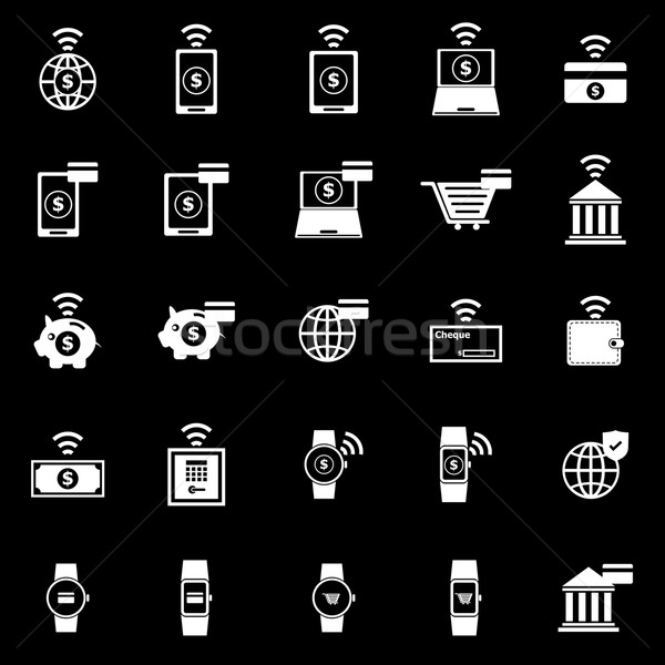 Fintech icons on black background Stock photo © punsayaporn