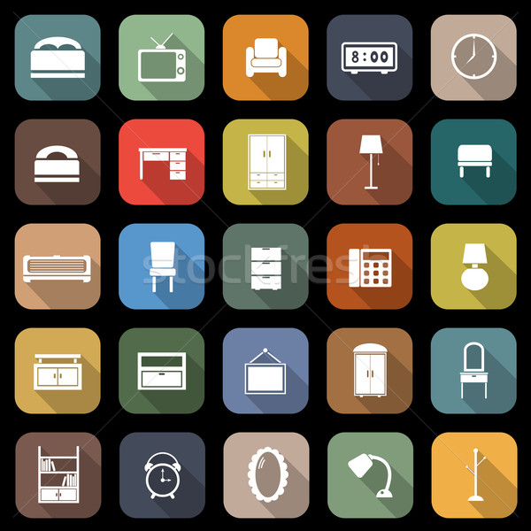 Bedroom flat icons with long shadow Stock photo © punsayaporn