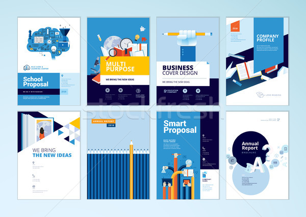 Set of brochure design templates on the subject of education, school, online learning.  Stock photo © PureSolution