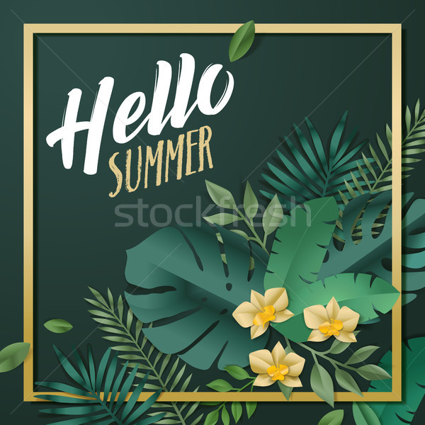 Hello summer vector illustration for background, mobile and social media banner, summertime card, pa Stock photo © PureSolution