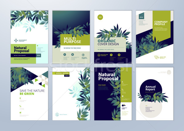 Set of brochure and annual report cover design templates on the subject of nature, environment and o Stock photo © PureSolution