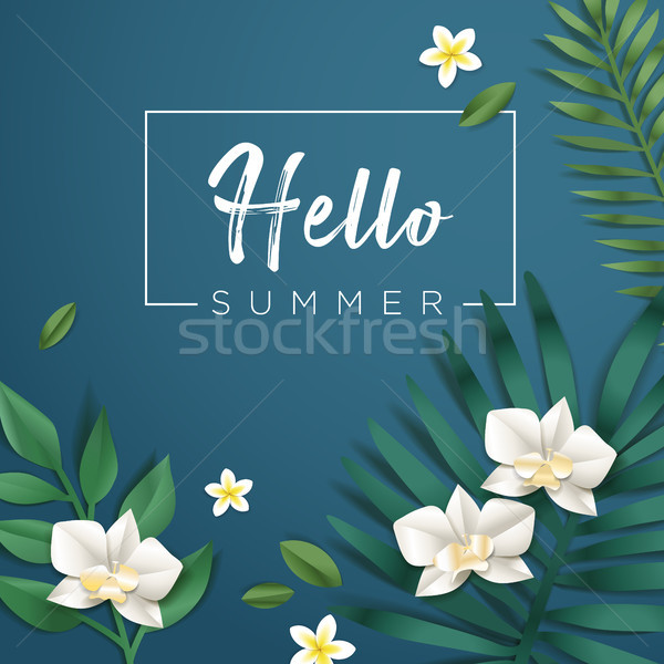 Hello summer vector illustration for background, mobile and social media banner, summertime card, pa Stock photo © PureSolution