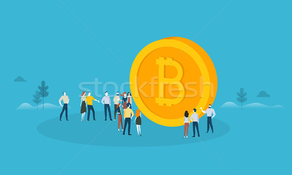 Bitcoin projektu stylu internetowych banner technologii Zdjęcia stock © PureSolution