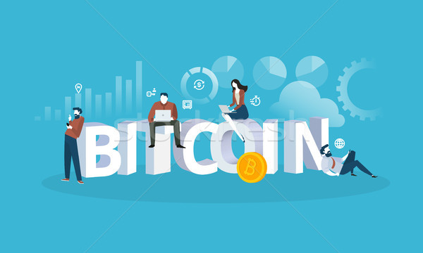 Bitcoin wymiany projektu stylu internetowych banner Zdjęcia stock © PureSolution