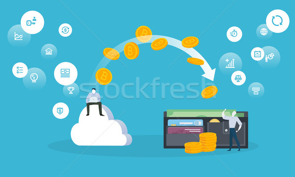 Bitcoin Chmura wydobycie projektu stylu internetowych Zdjęcia stock © PureSolution