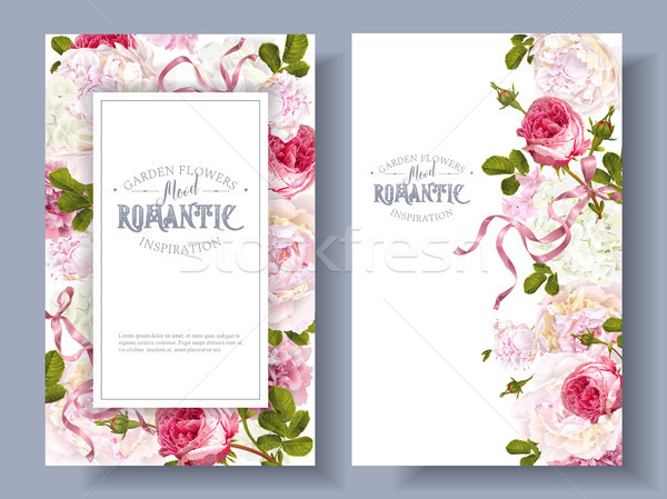 Romantische tuin banners vector vintage Stockfoto © PurpleBird