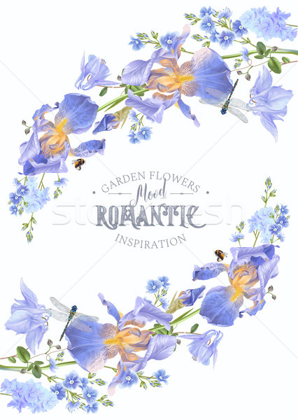 Flor azul vector botánico banner blanco floral Foto stock © PurpleBird