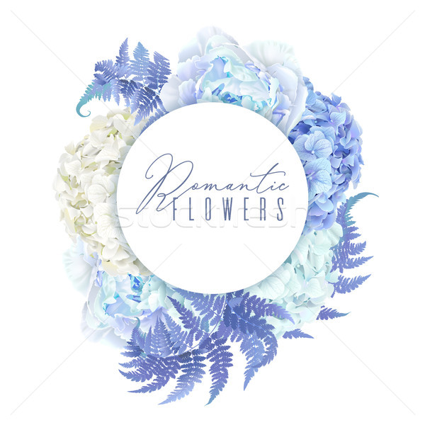 Floral blue round banner Stock photo © PurpleBird