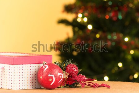 Stock photo: Opened red Christmas gift box with ornaments