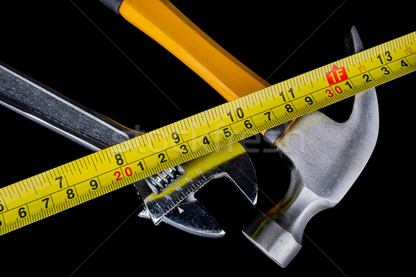 set of tools and instruments on wood background. Stock photo © pxhidalgo