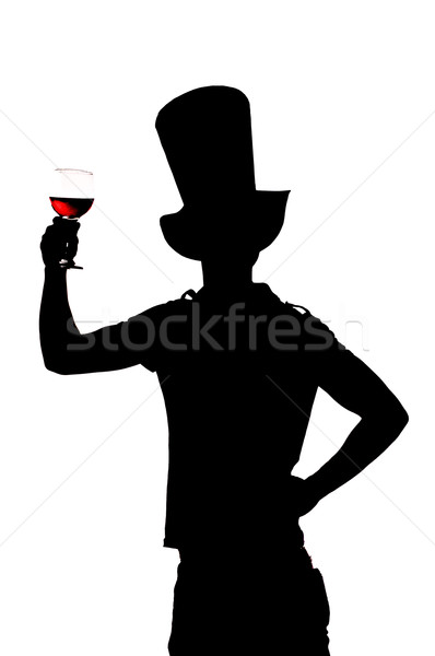 silhouette of a man with a glass of red wine Stock photo © pxhidalgo