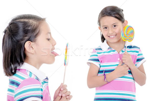 hispanic little girl with lollipop set Stock photo © pxhidalgo