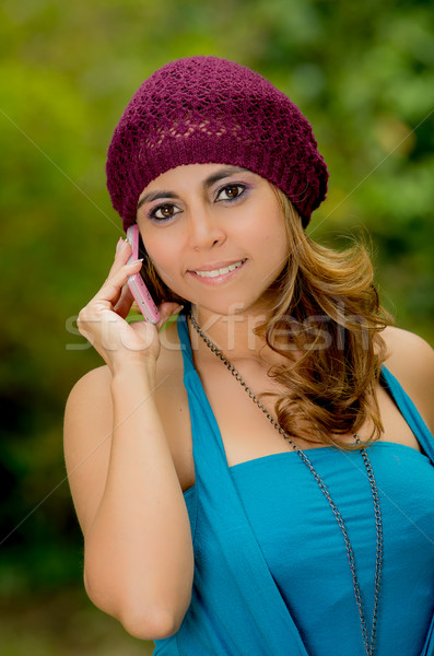 Young smiling woman talking phone calling Stock photo © pxhidalgo