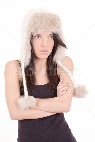 Foto stock: Inverno · menina · sorrir · cara · moda