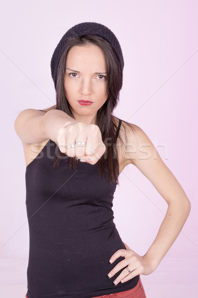 Stockfoto: Vrouw · vastbesloten · portret · gezicht · vak