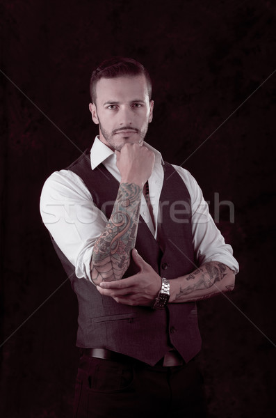 man with stylish suit and tattoos Stock photo © pxhidalgo